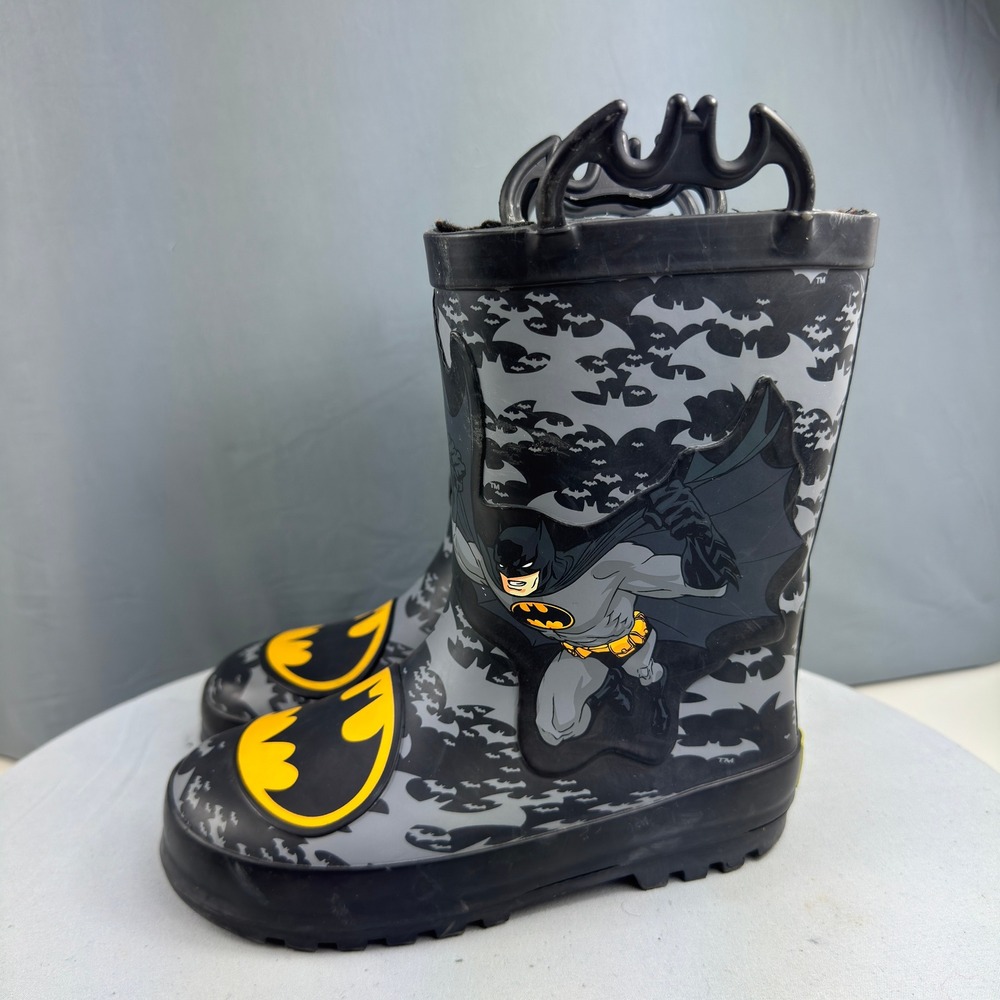 Western Chief Batman Everlasting Kids Size 11/12 Black Rubber Rain Boots